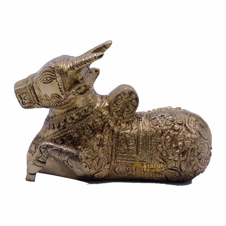 StatueStudio Brass Shiva Vahan Nandi Statue For Pooja Home Décor Temple Idol