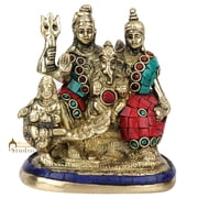 StatueStudio Lord Shiva Parivar Statue Shiv with Parvati Kartik Ganesha Statue Handmade Religious Figurine for Pooja Room, Home Temple and Office Table 3.5 X 2.5 X 5 Inch