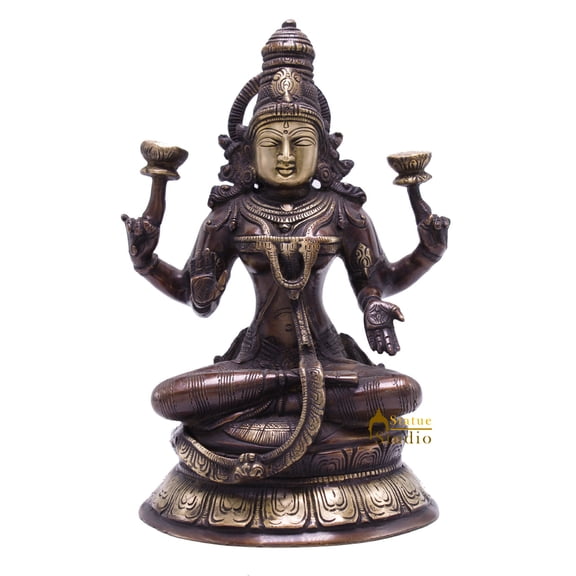 StatueStudio Ma Laxmi Murti Lakshmi Statue Maa Lakshmi Idol God of wealth Religious Item for Pooja Room, Home Temple, Office Decorative Diwali Gift Light Showpiece (6.5 X 5.5 X 10.5 Inch)