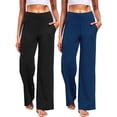 thumbnail image 1 of NELEUS Womens 29" Wide Leg Pants Athletic Yoga Leggings Casual Sweatpants Stretch Dress with Pockets,Black+Navy Blue,US Size S, 1 of 11