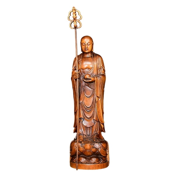 Statues Figures Wooden Carved Figurine Scepter Piety Devotion Blessing