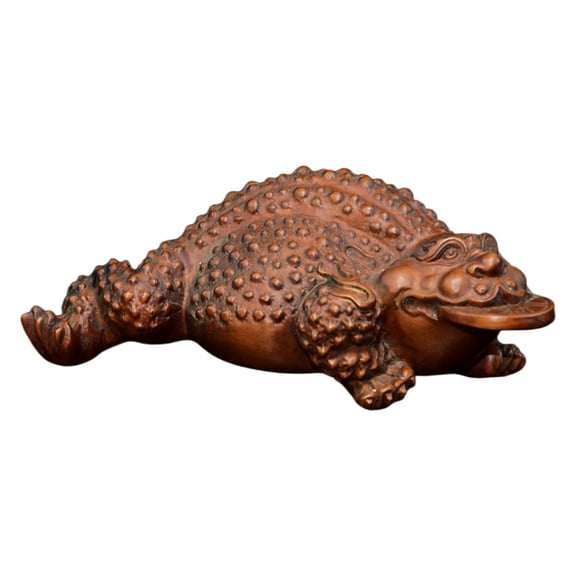 Statues Figures Wooden Money Toad Figurine Feng Shui Three Legged Carved Coin Wealth Abundance Prosperity Fortune Riches Success