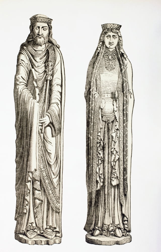 Statues Of King Clovis I And His Wife Queen Clotilde From Les Artes Au Moyen Age Published Paris 1873 Canvas Art - Ken Welsh Design Pics (11 x 18)