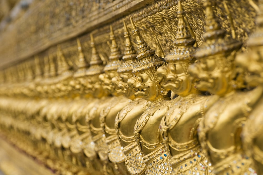 Statues Surrounding Wat Phra Kaew Temple Canvas Art - Ian Cumming Design Pics (19 x 12)