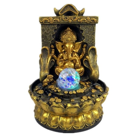 Statues Tabletop Water Fountain, Meditation Indoor Waterfall Feature with Illuminated Rolling Ball for Bedroom Relaxation
