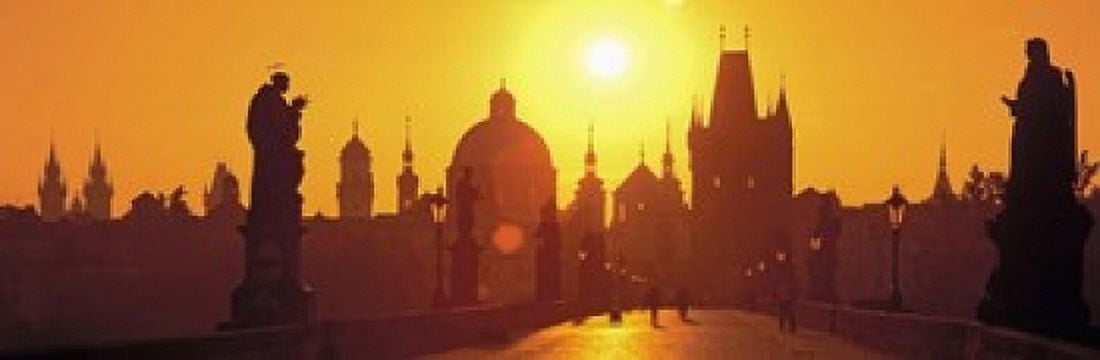 Statues along a bridge Charles Bridge Prague Czech Republic Canvas Art - Panoramic Images (18 x 6)