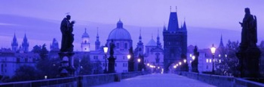 Statues along a bridge Charles Bridge Prague Czech Republic Canvas Art - Panoramic Images (18 x 6)