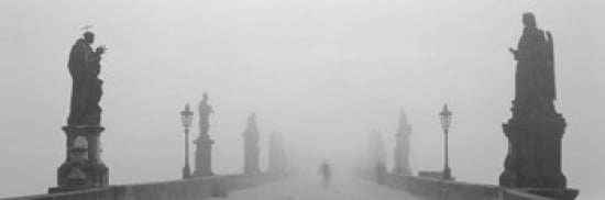 Statues and lampposts on a bridge Charles Bridge Prague Czech Republic Canvas Art - Panoramic Images (36 x 12)