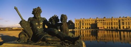Statues in front of a castle Chateau de Versailles Versailles Yvelines France Canvas Art - Panoramic Images (36 x 13)