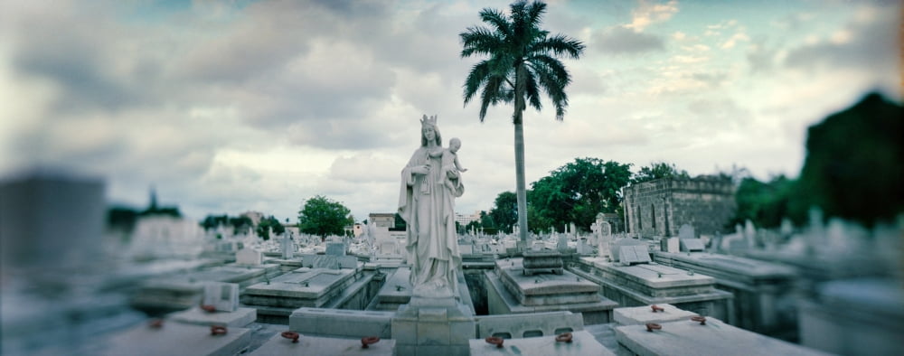 Statues of Virgin and Child at Colon Cemetery in Vedado Havana Cuba Canvas Art - Panoramic Images (12 x 30)