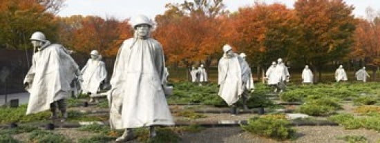 Statues of army soldiers in a park Korean War Memorial Washington DC USA Canvas Art - Panoramic Images (30 x 12)