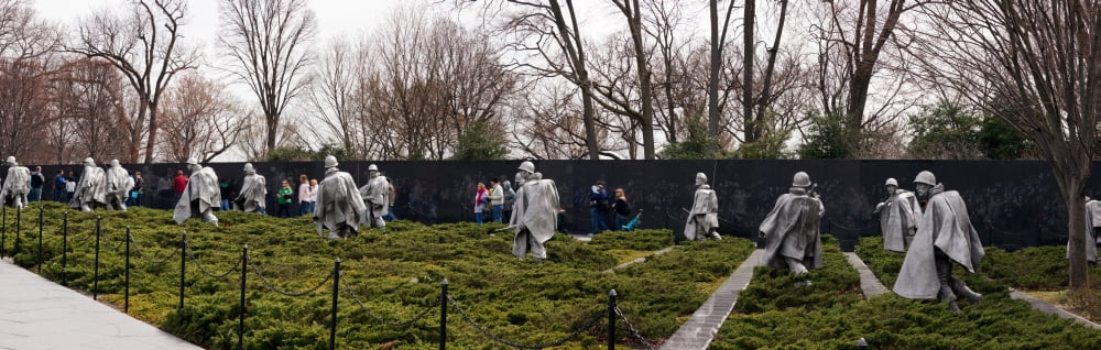 Statues of soldiers at a war memorial Korean War Memorial The Mall Washington DC USA Canvas Art - Panoramic Images (36 x 12)