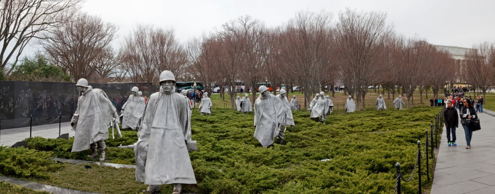 Statues of soldiers at a war memorial Korean War Memorial The Mall Washington DC USA Canvas Art - Panoramic Images (36 x 12)