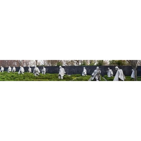 Statues of soldiers at a war memorial Korean War Memorial The Mall Washington DC USA Canvas Art - Panoramic Images (44 x 7)