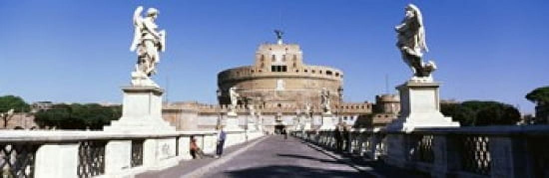 Statues on both sides of a bridge St Angels Castle Rome Italy Canvas Art - Panoramic Images (18 x 6)