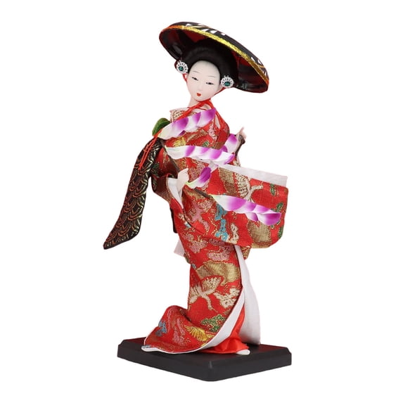 Statuette Japanese Doll Ornament 26cm Handicraft with Flat Bottom Base for Desktop Windowsill Display for Fans