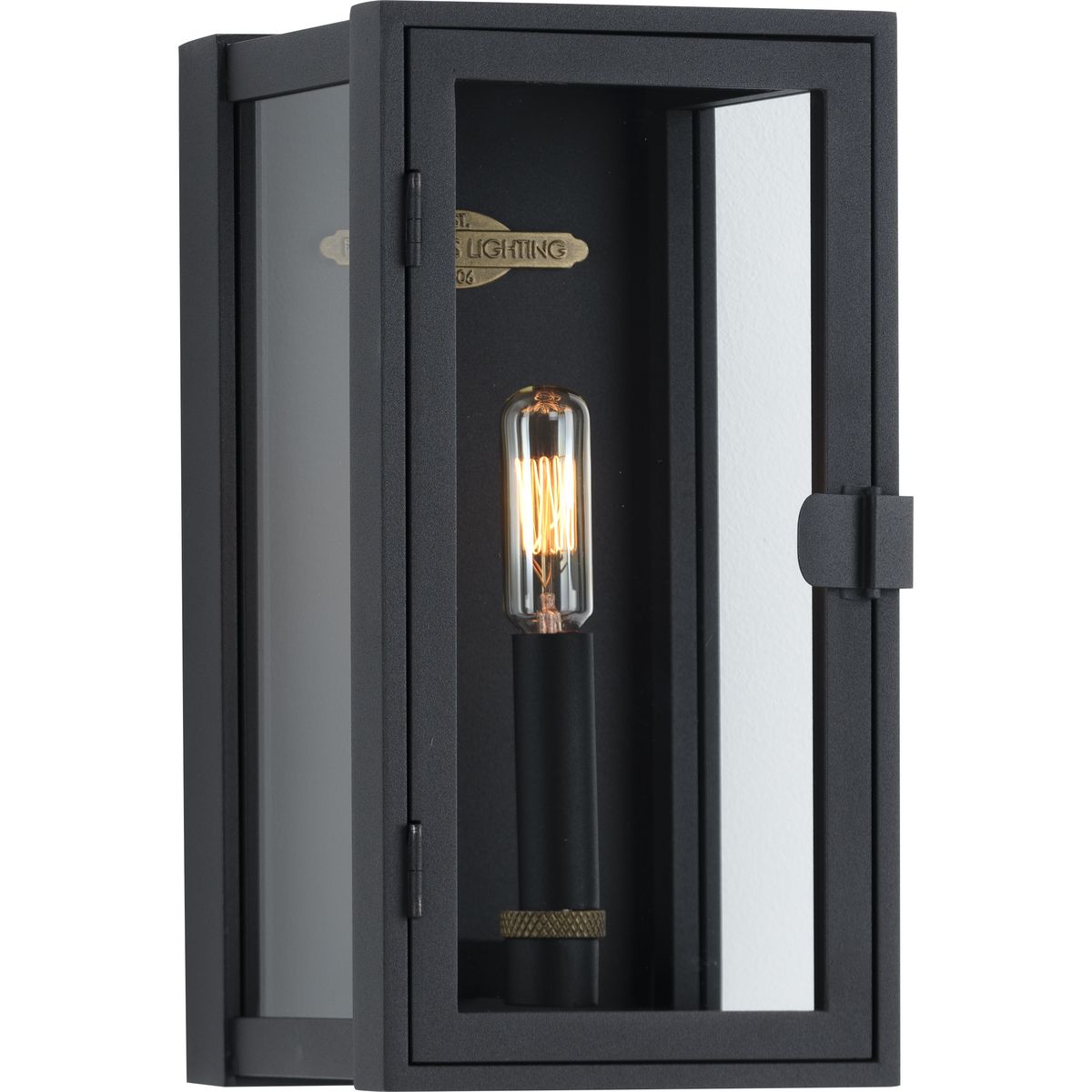 Stature Collection One-Light Textured Black and Clear Glass Transitional Style Small Outdoor Wall Lantern - image 1 of 2