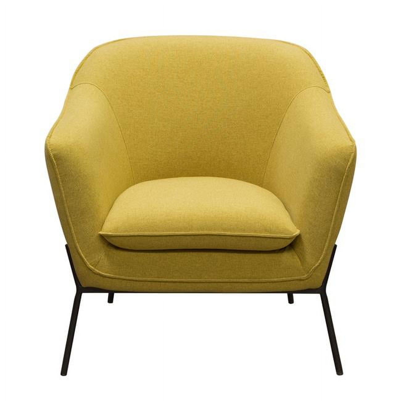 Yellow Polyester Accent Chair with Black Metal Legs
