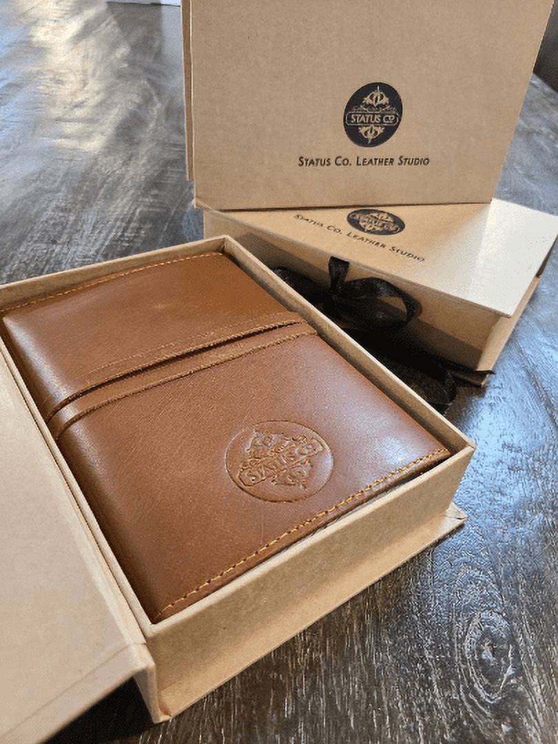 Status Co. Soft Cover Unique Leather Journal - Sketchbook Gift for Writers and Travelers - Leather Bound Diary With Card Holder - Brown