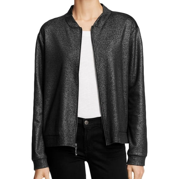 Status Womens Sparkle Bomber Jacket, Metallic, Medium