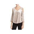 thumbnail image 1 of Status by Chenault Women’s Crushed Velvet Cold Shoulder Blouse Pullover Shirt Tops, Natural, Medium, 1 of 2