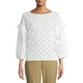 thumbnail image 1 of Status by Chenault Women's Mixed Pattern Cotton Eyelet Top, 1 of 6