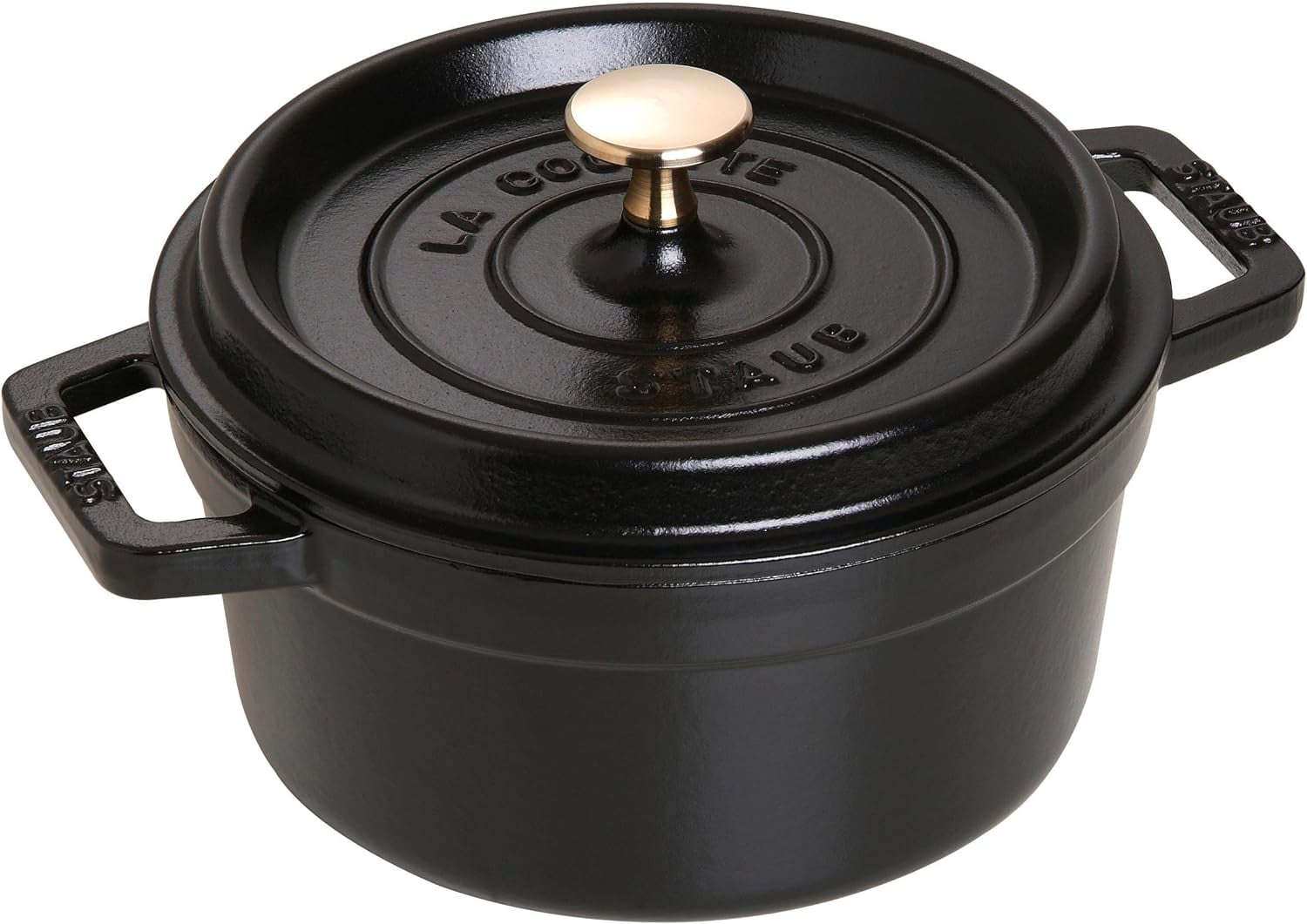 Staub 20cm Cast Iron Round Cocotte, Oven Safe, 2.2L, Black
