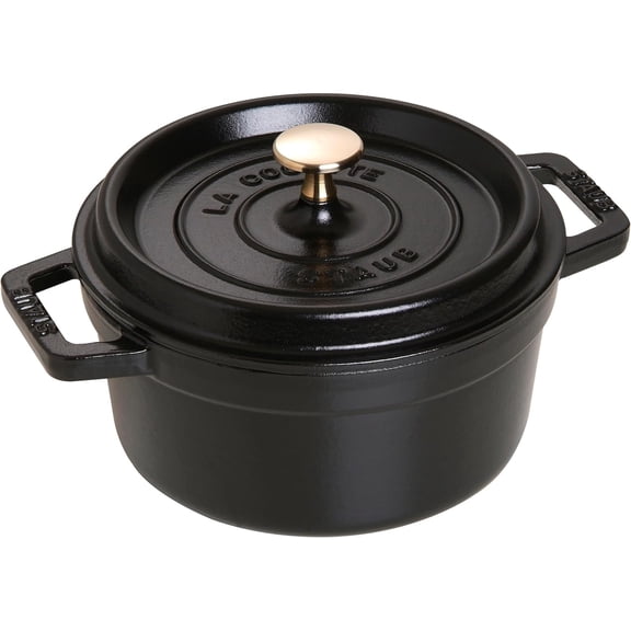 Staub 20cm Cast Iron Round Cocotte, Oven Safe, 2.2L, Black