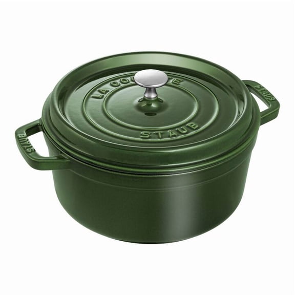 Staub 24cm Cast Iron Round Cocotte, Basil Green