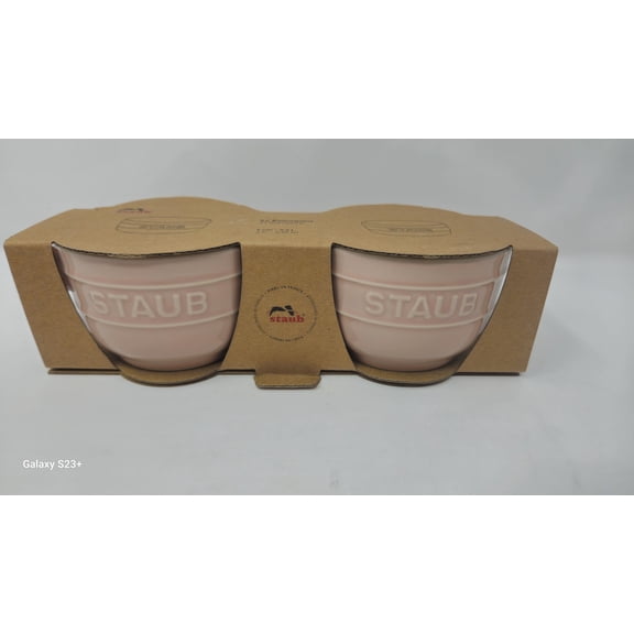 Staub 2pc Round Ramekin Prep Bowls Light Pink Ceramic 3.75" .25 Qt Bowl