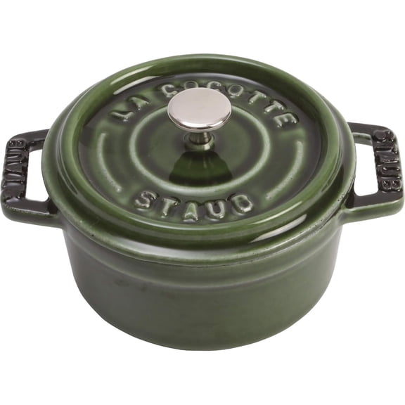 Staub Cast Iron 0.25-qt Mini Round Cocotte - Basil, Made in France