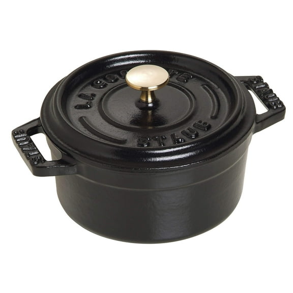 Staub Cast Iron 0.25-qt Mini Round Cocotte - Matte Black