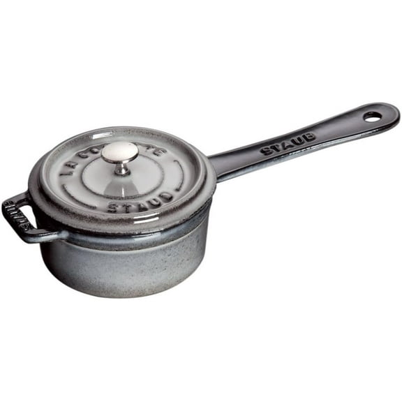 Staub Cast Iron 0.25-qt Mini Saucepan - Graphite Grey, Made in France