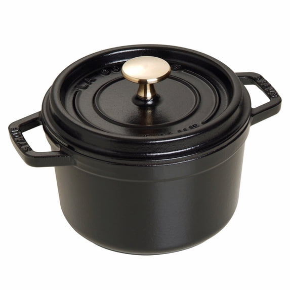 Staub Cast Iron 1.25-qt Round Cocotte - Matte Black