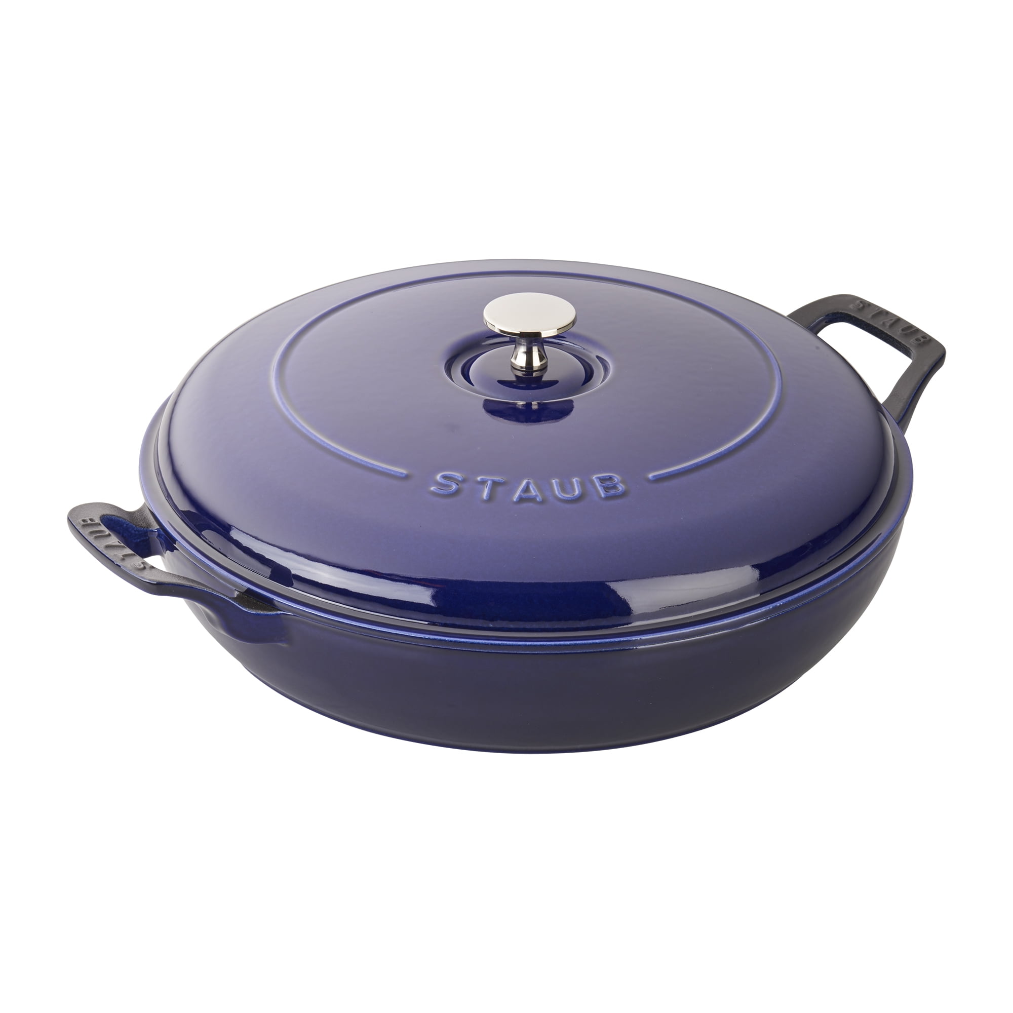 Dark Blue 3.5-qt Cast Iron Covered Braiser with Handles