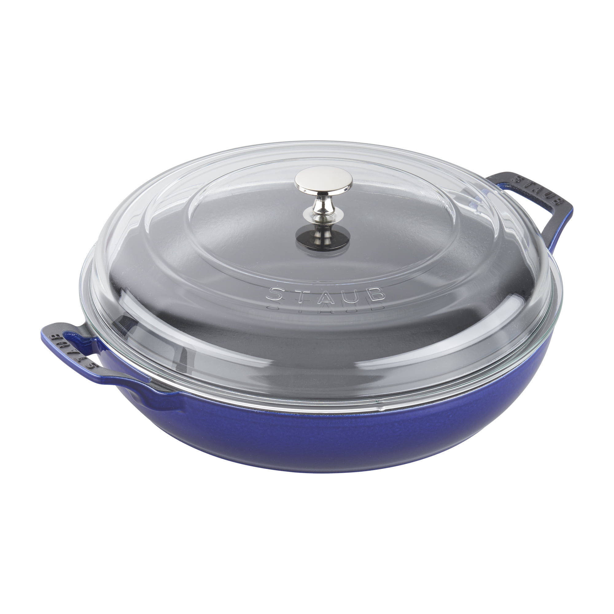 Cast Iron Brazier Pot Pan with Glass Lid - 2.1 qt