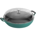 thumbnail image 1 of Staub Cast Iron 3.5-qt Braiser with Glass Lid - Turquoise, 1 of 7