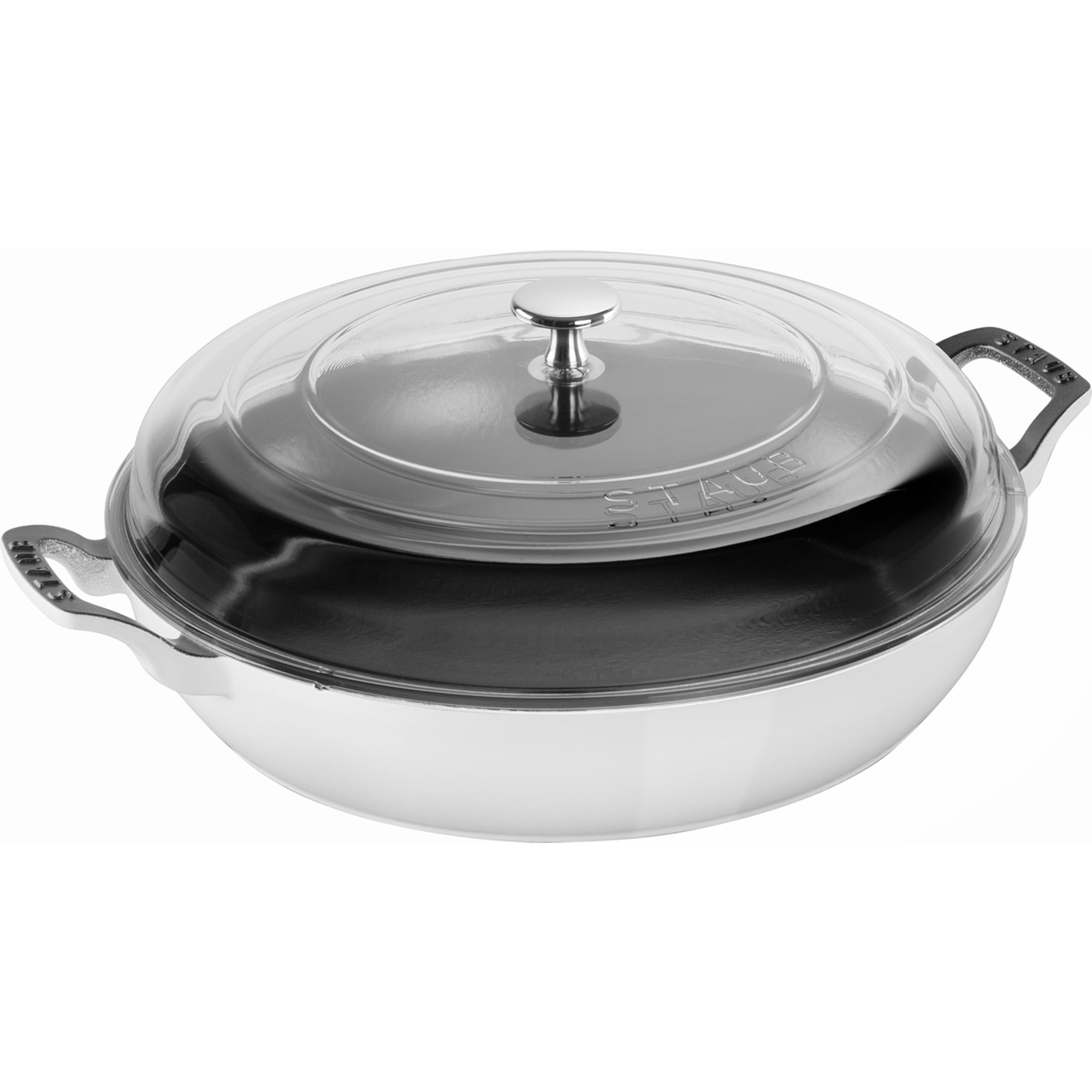 Staub Cast Iron 3.5qt Braiser with Glass Lid White