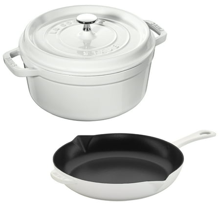 Staub - Cast Iron 3-pc Cocotte and Fry Pan Set - White