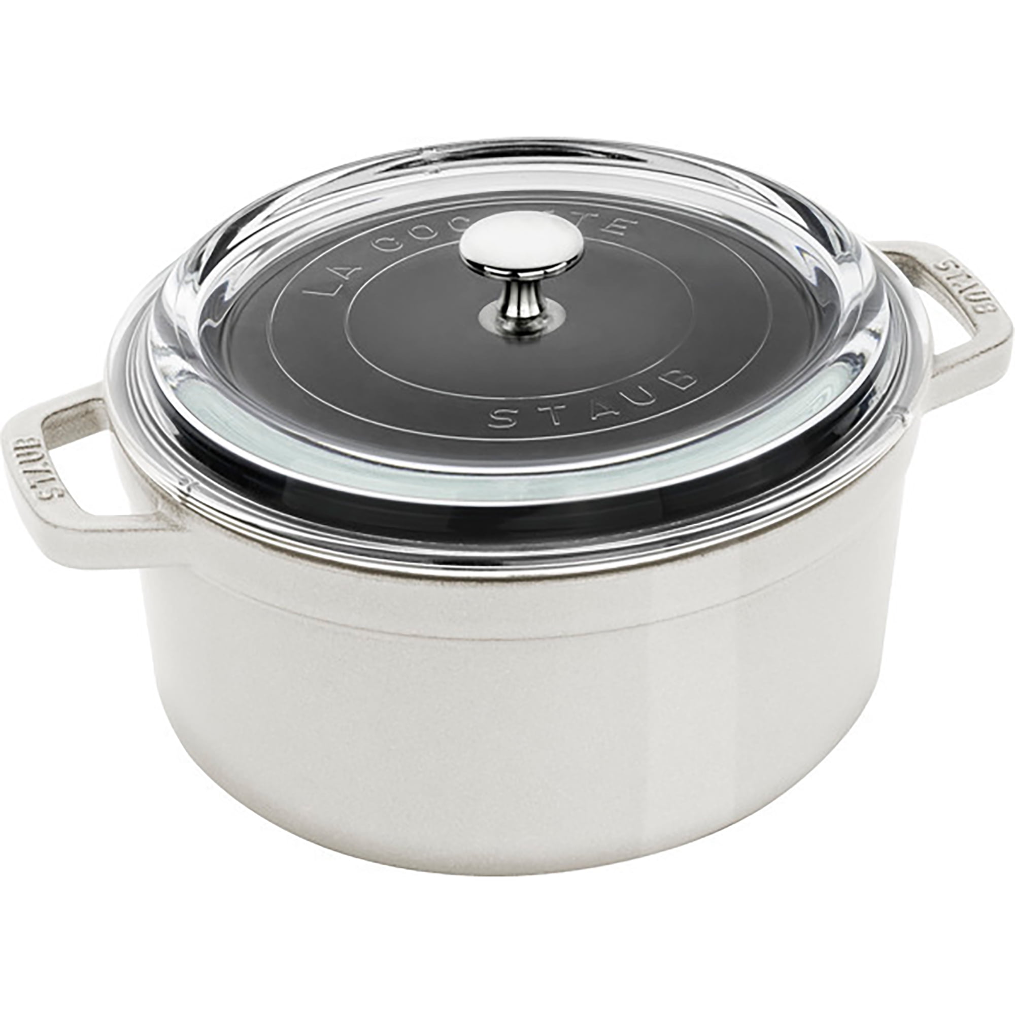 Staub Cast Iron 4-qt Round Cocotte with Glass Lid - Cherry
