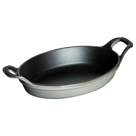 Staub Cast Iron 5.5" x 3.8" Mini Oval Gratin Baking Dish - Graphite Grey
