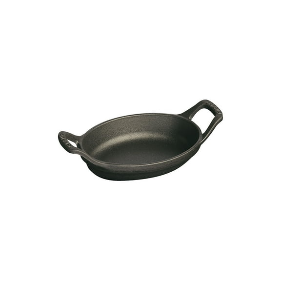 Staub Cast Iron 5.5" x 3.8" Mini Oval Gratin Baking Dish - Matte Black