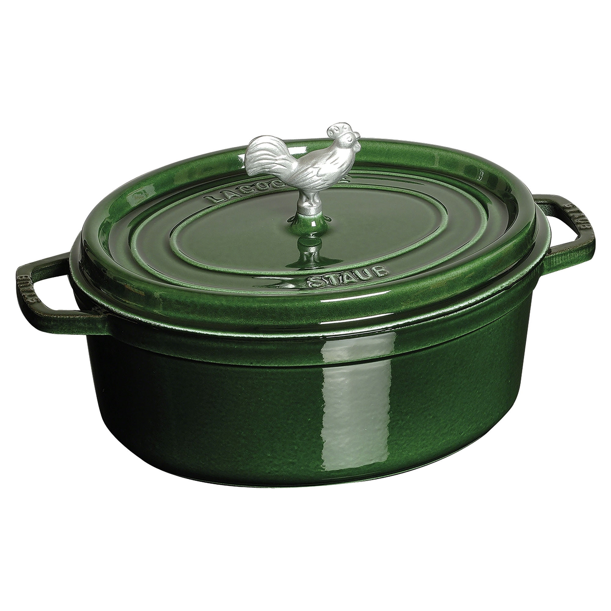Chicken Staub 5qt Cast Iron Cocotte Enameled Hen Rooster Dutch Oven Green  *CRACK