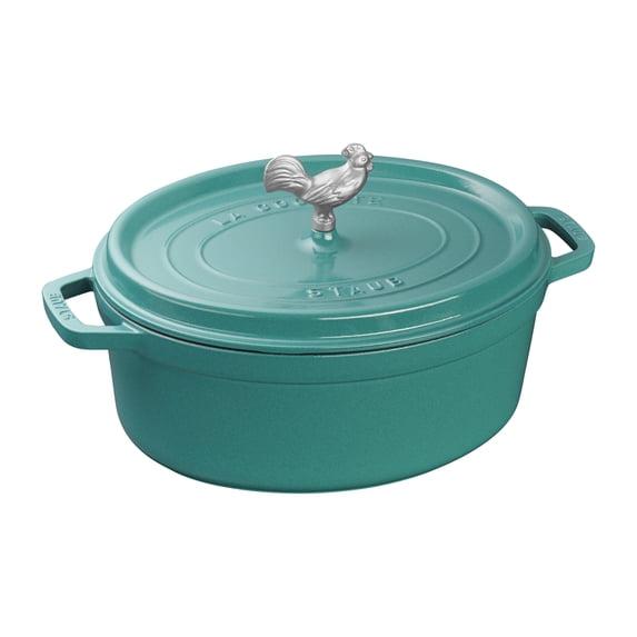 Staub Cast Iron 5.75-qt Coq au Vin Cocotte - Turquoise