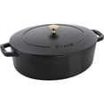thumbnail image 1 of Staub Cast Iron 6.25-qt Shallow Oval Dutch Oven - Black, 1 of 8