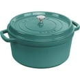 thumbnail image 1 of Staub Cast Iron 7-qt Round Cocotte - Turquoise, 1 of 7