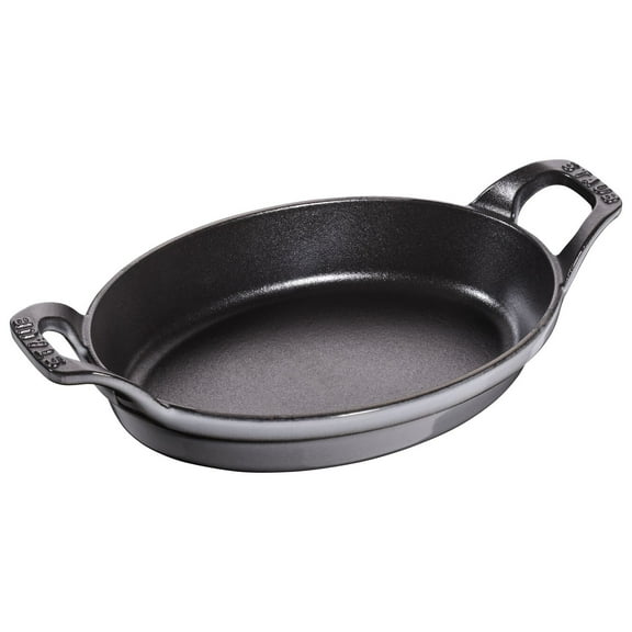 Staub Cast Iron 8" x 5.5" Oval Gratin Baking Dish - Graphite Grey