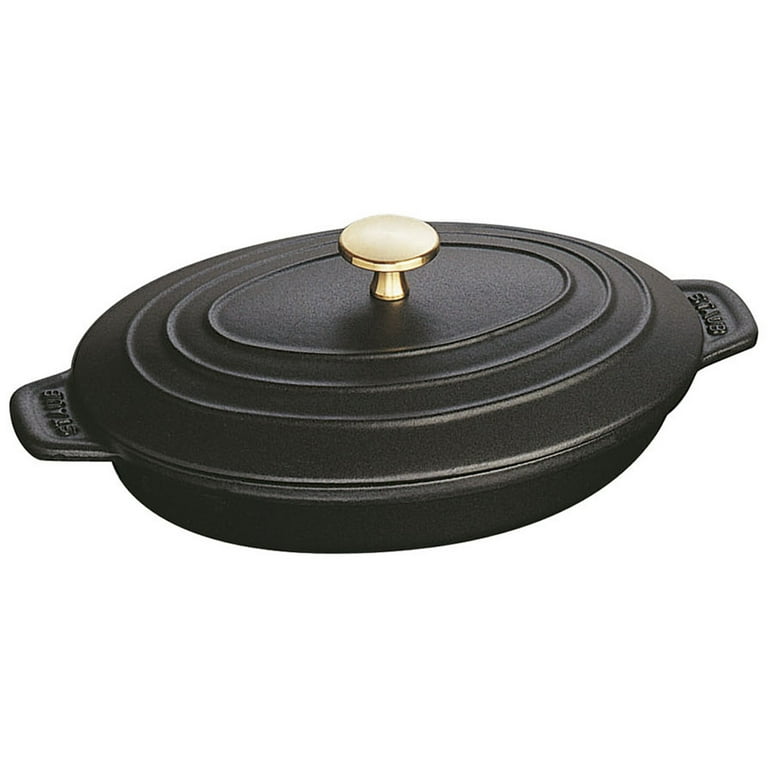 Staub Cast Iron 9 x 6.6 Oval Covered Baking Dish Matte Black