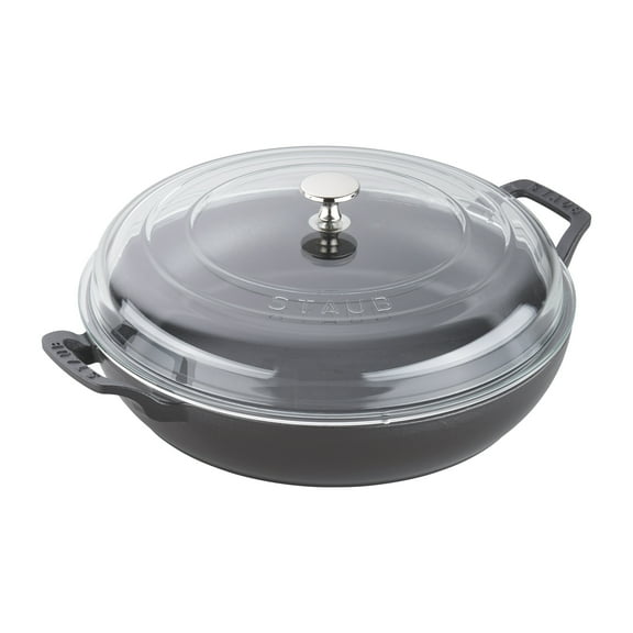 Staub Cast Iron Braiser with Glass Lid, Dutch Oven, 3.5-quart, serves 3-4, Made in France, Matte Black
