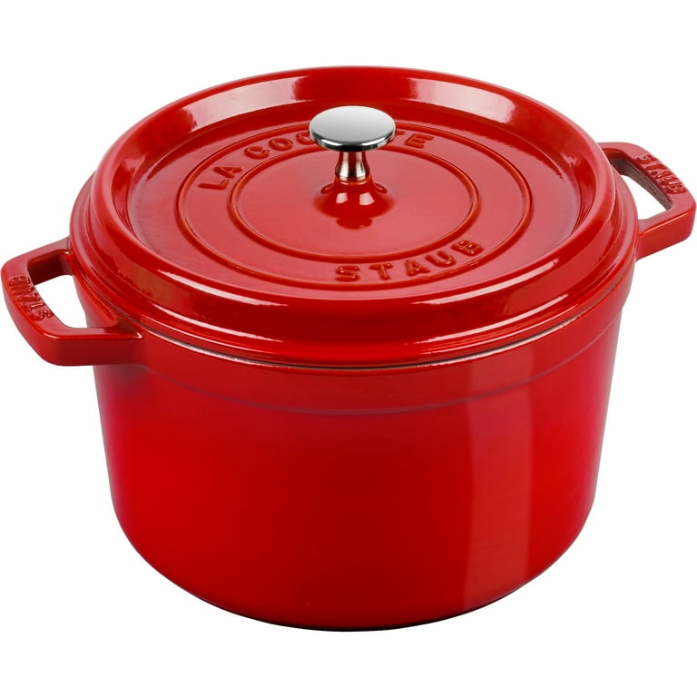 Staub Cast Iron Dutch Oven 5-qt Tall Cocotte, Made in France, Serves 5-6,  Cherry 